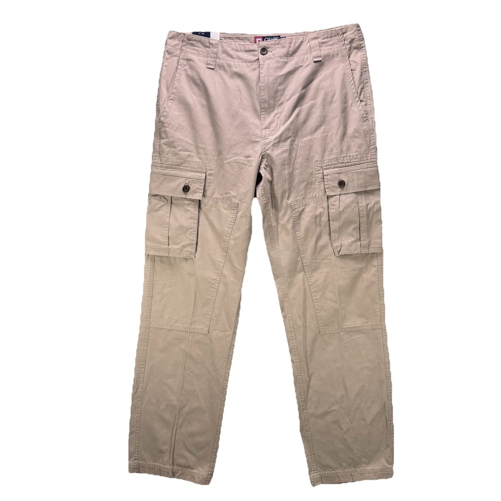 Chaps Cargo Pants Mens 33x32 Beige Fatigues Outdoor Hiking Military Cotton NWT